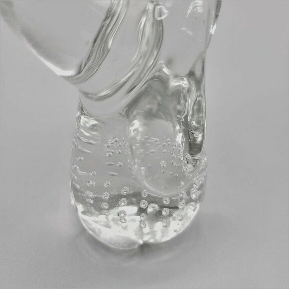 Basset Hound Dog Clear Hand Blown Glass Paperweight Figurine Bubbles 4" - Picture 7 of 7